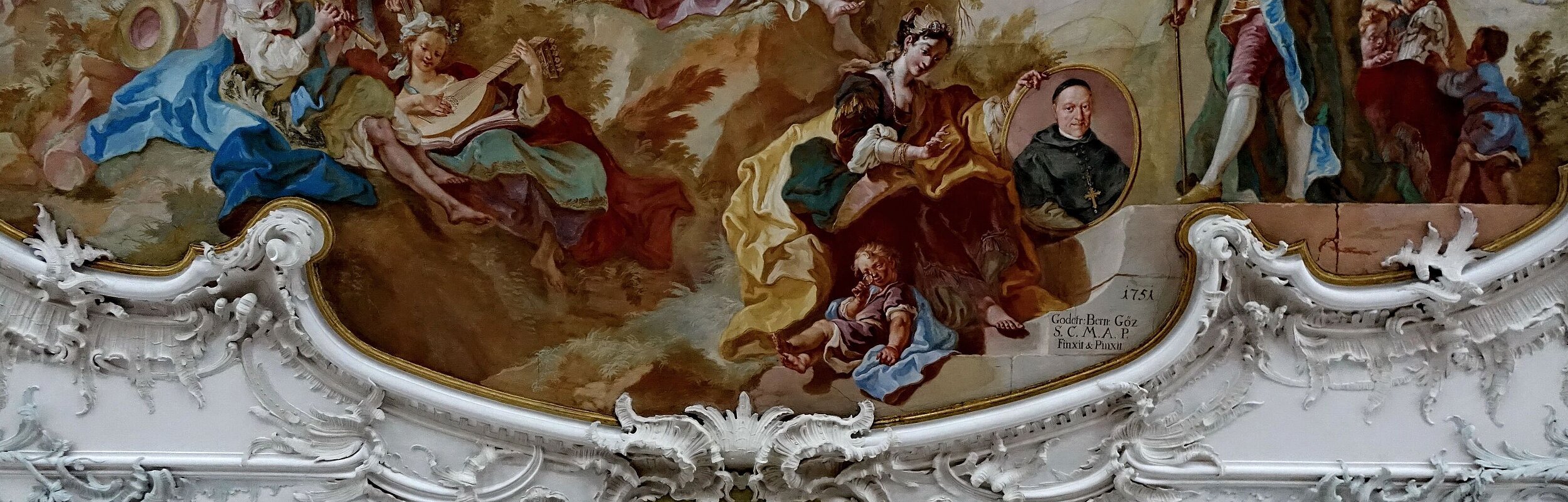 Ausschnitt eines Deckengemäldes im Schloss Leitheim.