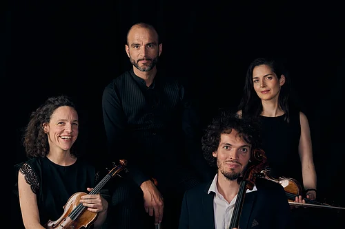Quatuor Voce Die vier Mitglieder des Quatuor Voce mit ihren Instrumenten.