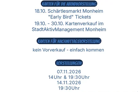 Informationen zum Kartenverkauf und Vorstellungstermine zum Kolping-Theater im November 2026 in Monheim.