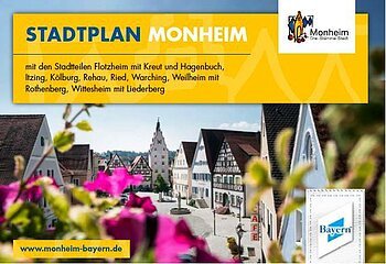 Stadtplan der Stadt Monheim mit den Stadtteilen